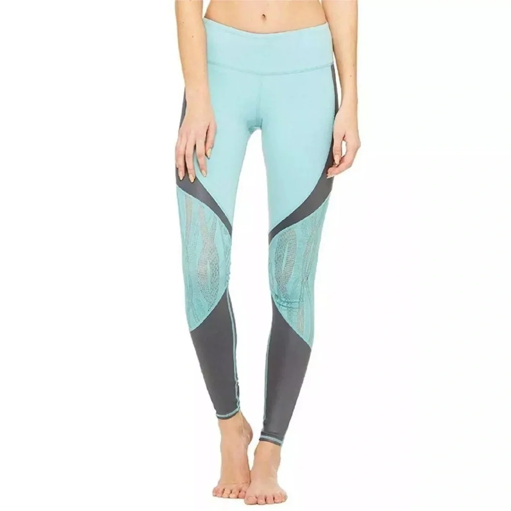 Alo High-Waisted Leggings Mesh Lace Vitality Moto